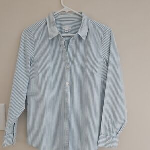 J. Jill Sky Blue Striped Casual Shirt